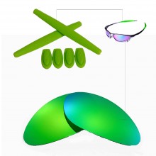 New Walleva Emerald Polarized Replacement Lenses And Green Earsocks For Oakley Penny Sunglasses